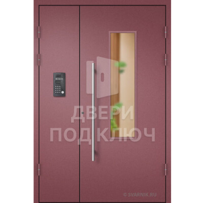 Остекленная подъездная дверь с домофоном ДПК-13722