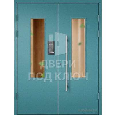 Двустворчатая тамбурная дверь с домофоном ДПК-13823